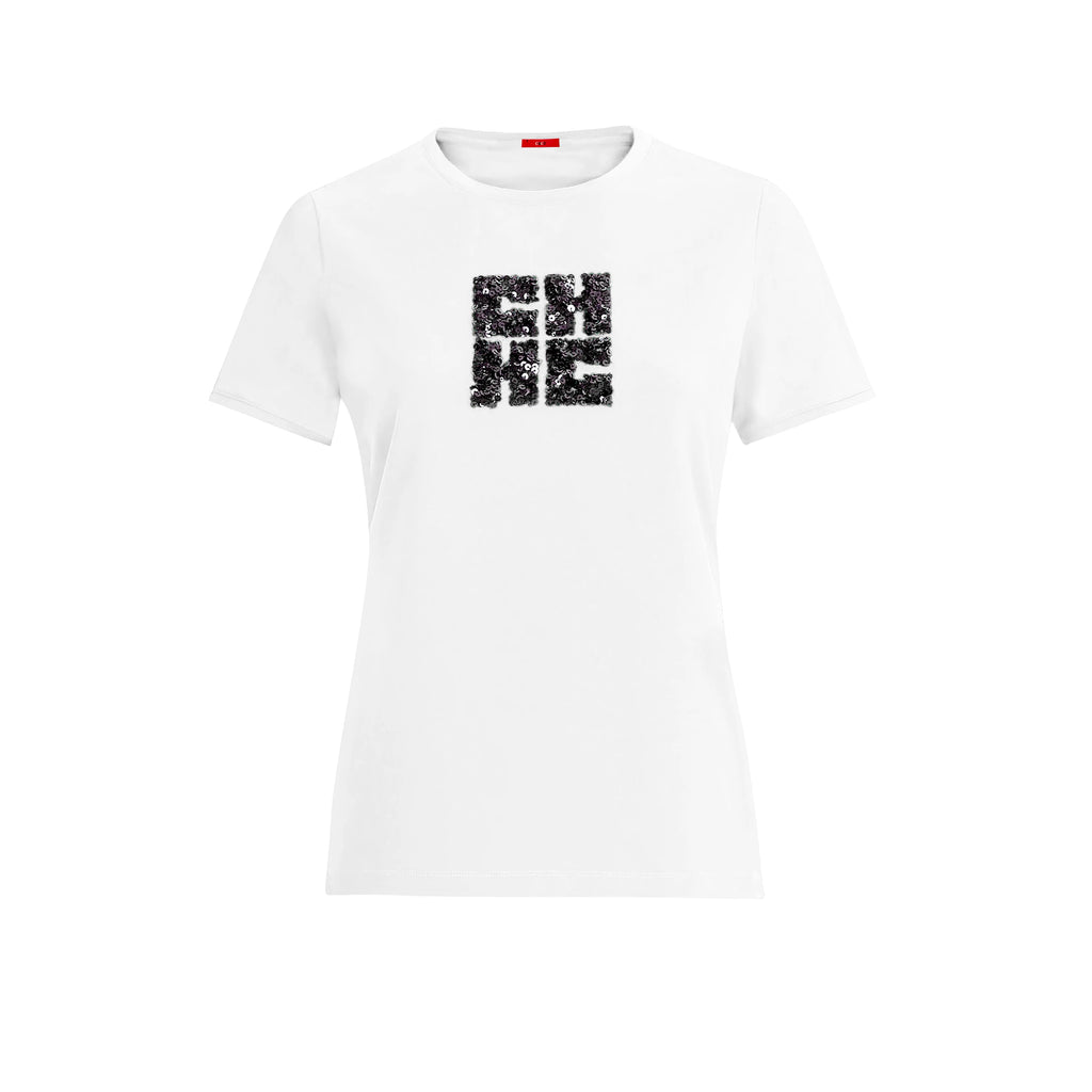 New Women's T Shirts Short Sleeve O Neck Casual Temperament Sequin Design Cotton Female Tops Summer Women Tee Tops