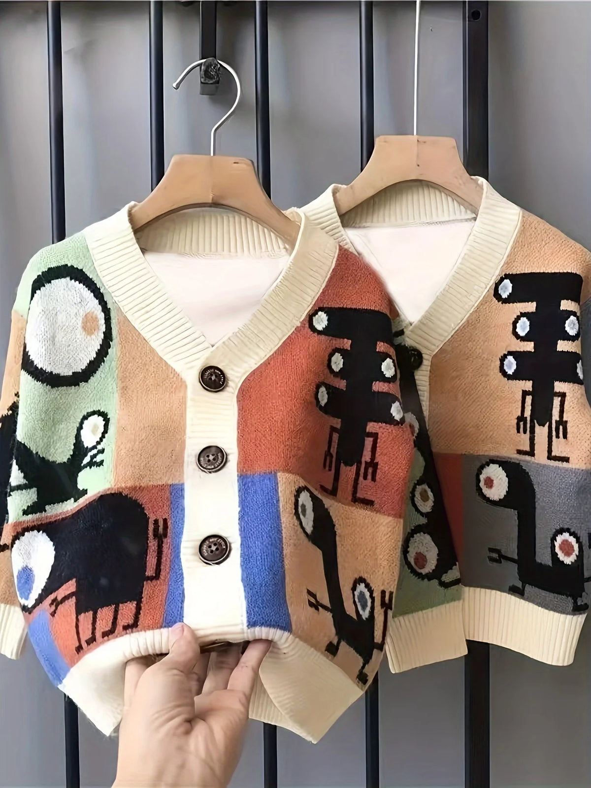 Children's Clothing Boys' Jackets Autumn and Winter New Knitted Sweaters Cartoon Tops Cardigans Korean Style Children's Jackets