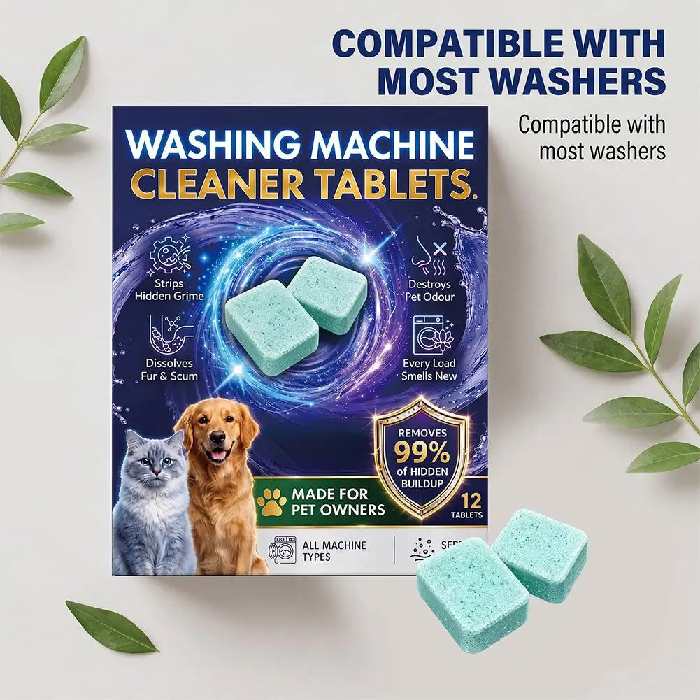 Washing Machine Cleaner for Pet Owners Eliminating Pet Odors Remove Pet Hair Cleaning Washing Machine Slots Cleaning Agent 12PCS