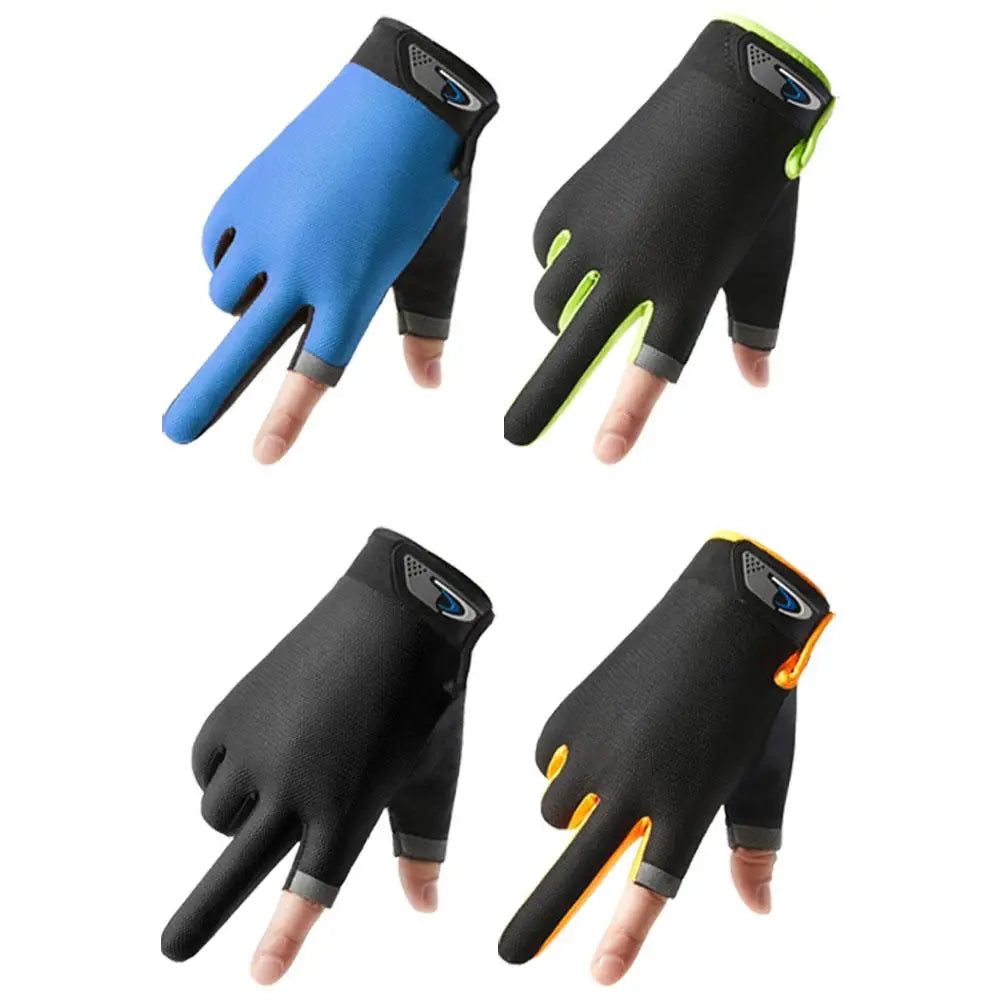 Men Fishing Gloves Women Two Finger Cut Male Touchscreen Angling Anti-Slip Sun-Proof Breathable Cycling Fitness Gloves
