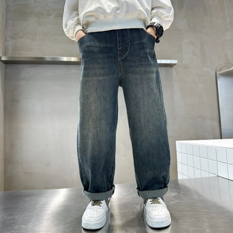 5-14 Years Old Boy Pants with Pockets Korean Style Fashion Spring Autumn Cotton Sport Cargo Pants Kids Children Leisure Trousers