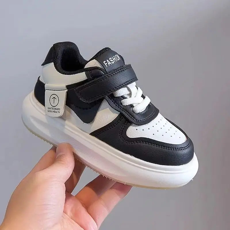 Kids Sports Shoes Spring Autumn Simple Black White Boys Girls Casual Sneakers Thick Sole School Causal Children Basketball Shoes