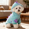 Dog Pet Clothes Hoodies Dinosaur Purple Polka Dots Warm Plush Small Puppy Medium Dogs Clothing Winter Autumn Thick Comfortable