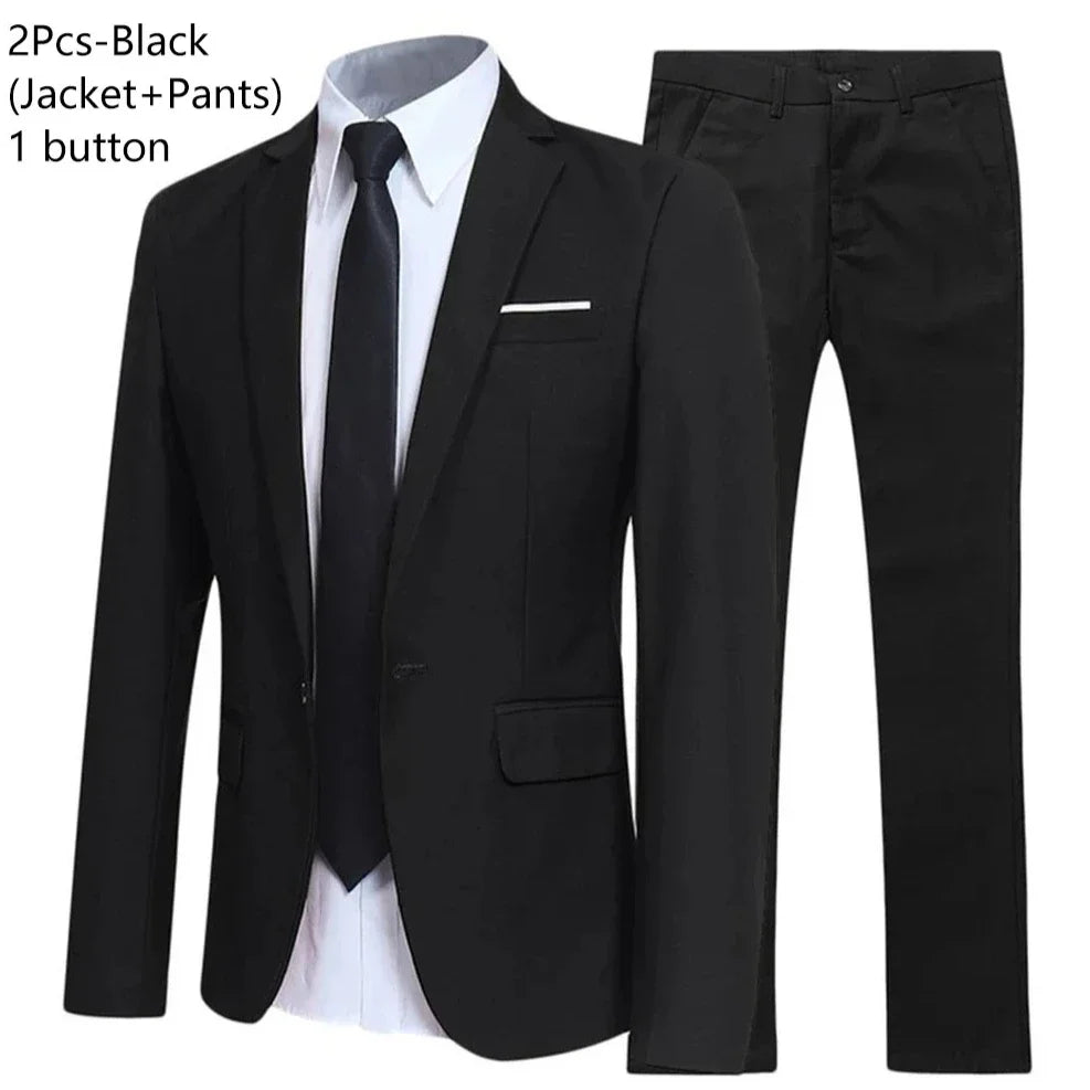Men Suits Set  2 Pieces Jackets Pants For Wedding Elegant Slim Fit Blazers Formal Outfit Fashion Classic Full 2025 Costume