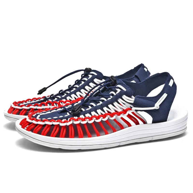 Women Sandals Fashion Handmade Weaving Design Beach Slippers Men Summer Breathable Casual Flat Sandals Outdoor Couples Big Size