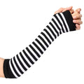 Women's Winter Knitted Gloves Girls' Cotton Fingerless Long Bracelet Arm Warmth Long Sleeve Striped Elbow Protection