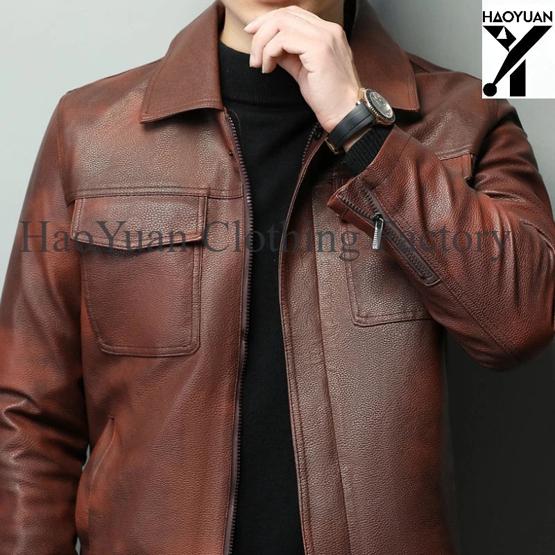 Men's Cycling Jacket Retro Casual Loose Cool Outdoor Cycling Hiking Camping Travel Home Workwear Men's Motorcycle Leather Jacket