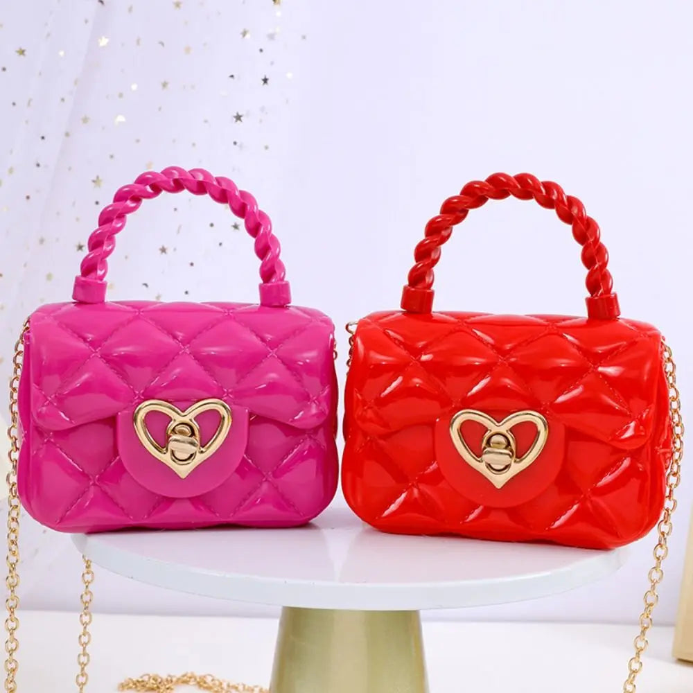 Fashion Kids PU Leather Crossbody Bags Girls Heart Shoulder Bags Children Mini Coin Purses Jelly Bag Kids Handbag Gifts