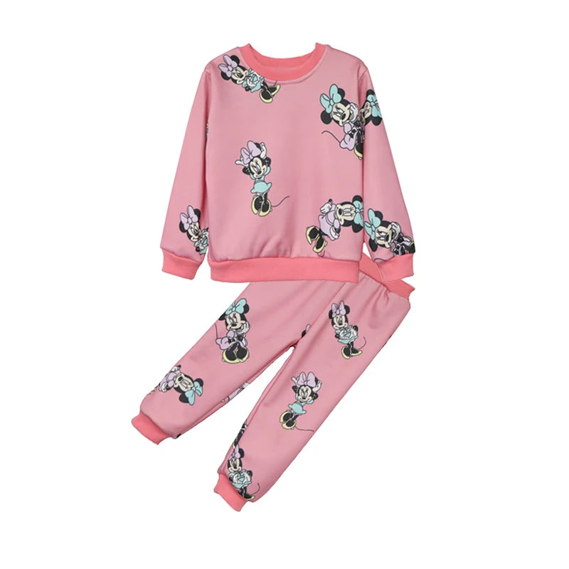 Cute Cartoon Girls Hoodie And Pants Set Autumn Winter Kids Leisure Clothing for 2-6 Years Old Children