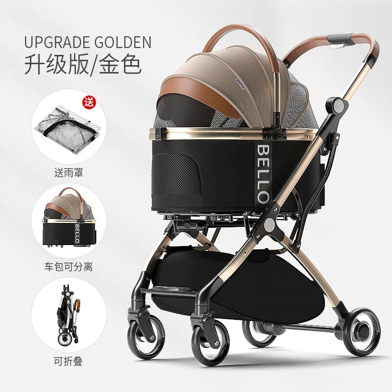 Pet Stroller Cats Dogs Carrier Wheels Supplies Portable Foldable Trolley Pet Outdoor Travel Products Accessories Dogs Stroller