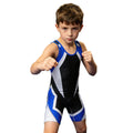 Kids Boys Exercise Wrestling Singlet Color Block Jumpsuit Sleeveless Quick-dry Thigh Length Bodysuit Sports Workout Cycling Set