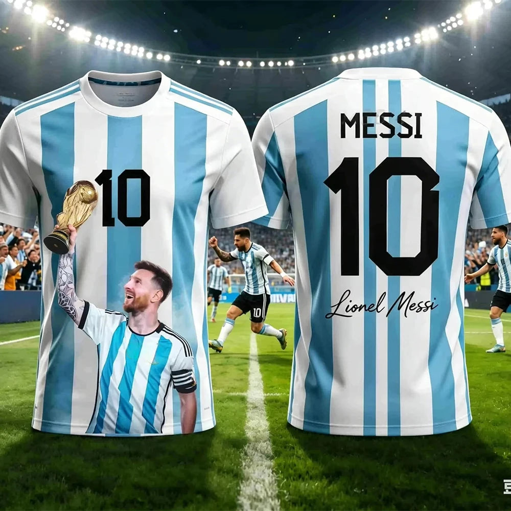 2026 Kid Tee Messi Style Summer 3D Printable Clothing Football Jersey T-shirt Loose and Comfortable Suitable Sports Wearing