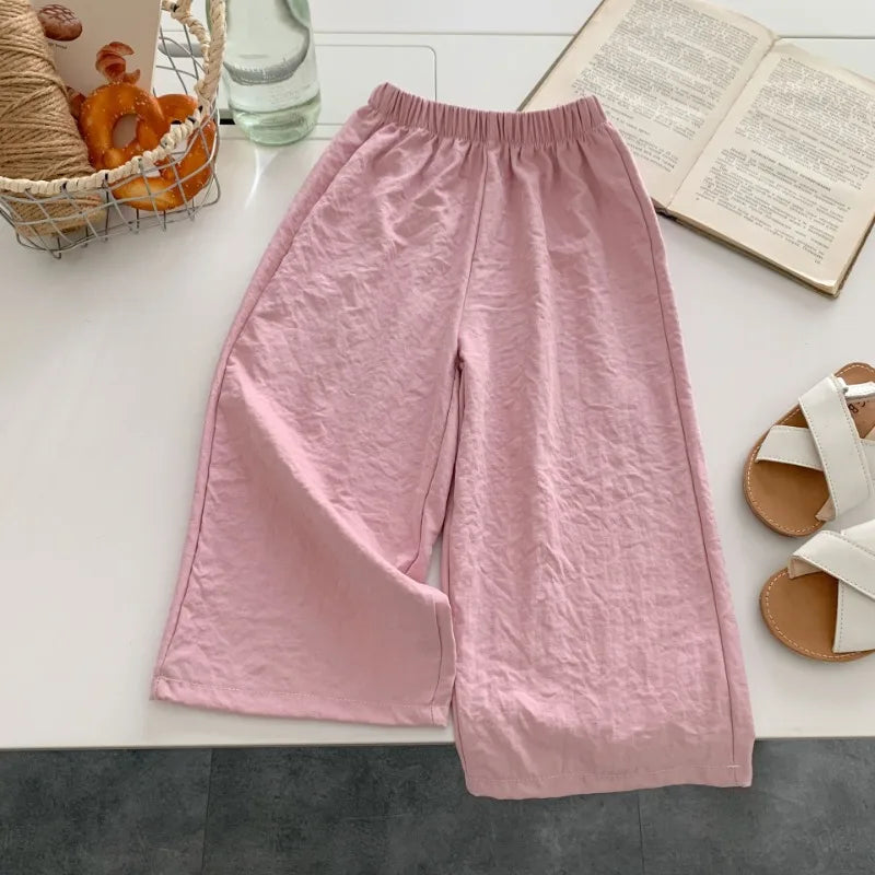 Casual Teen Girl Clothes  2 To 8  9 12 Years Kids Girls Pants Solid Color Trousers Children's Pants For Cute Elegant Girl Wear