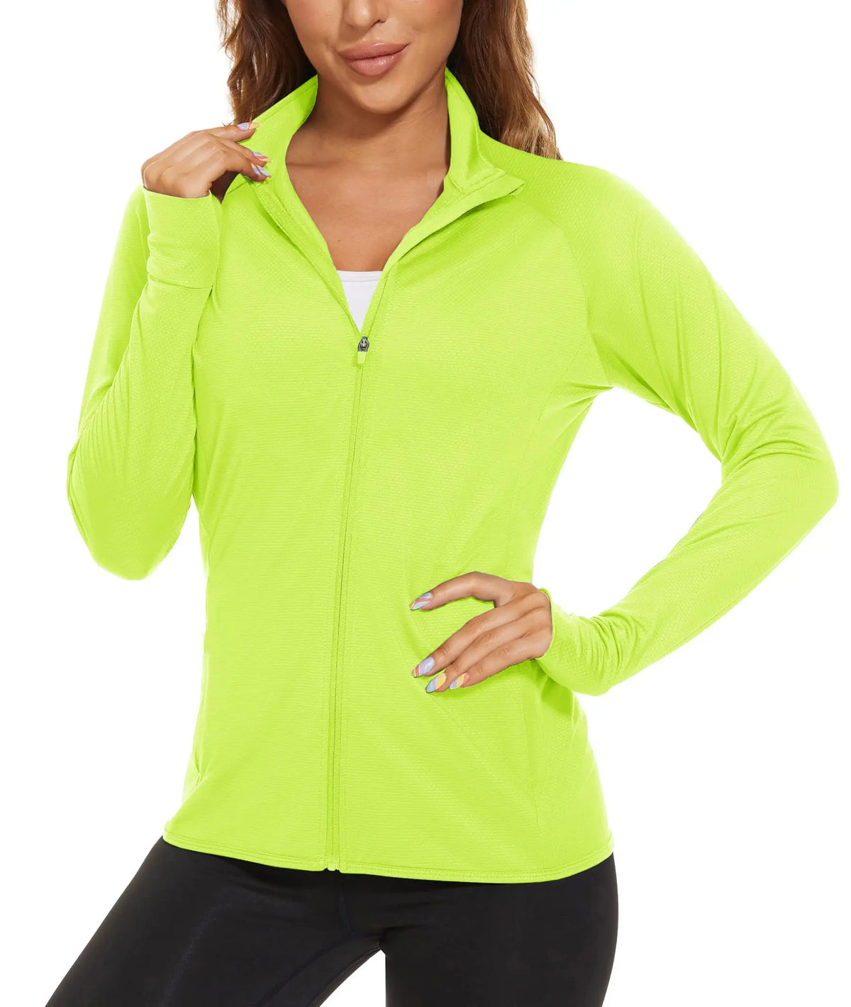 TACVASEN UPF 50+ Sun Protection Summer Shirts Womens Long Sleeve Shirts Full Zip Casual Jackets Zipper Pockets Golf Athlete Tops