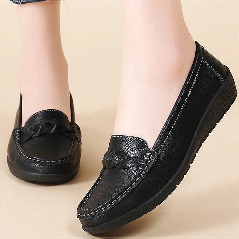 Women's Loafers 2026 Trend Loafers Genuine Leather Shoes For Woman Flats Women White Shoes Comfortable Luxury Leather Moccasins