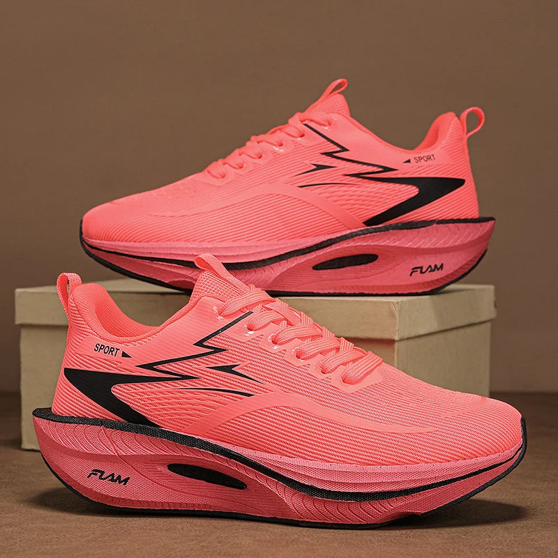 Marathon Men/ women Sports Running Shoes Women's Athletic Lightweight Comfortable Nonskid Carbon Board Air Cushion Breathable Sneakers