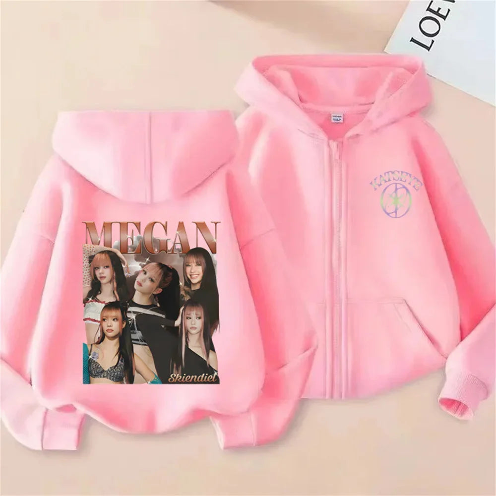 Toddler Girl Clothes Girl Group Katseye Zipper Hoodie Boys Fashion Casual Sweatshirt Movie New Kids KATSEYE Zip UP Hooded Tops