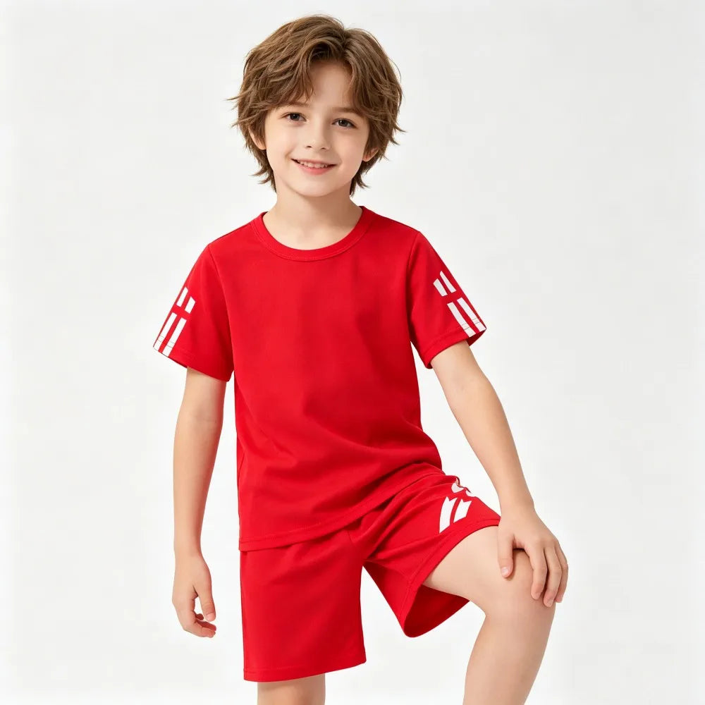 Boys Sportswear Summer Sets Kids Toddler 1 2 3 4 5 6 7 8 9 10 11 12 Years 2026 Mesh Stripes Teen Sports Ouifits Short Track Suit