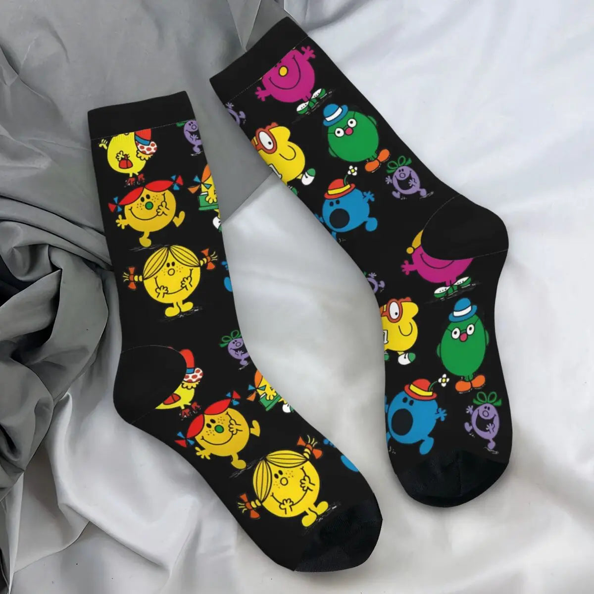 Mr. Men Little Miss Socks Cartoon Kawaii Stockings Autumn Anti Sweat Men's Socks Medium Soft Graphic Outdoor Sports Socks