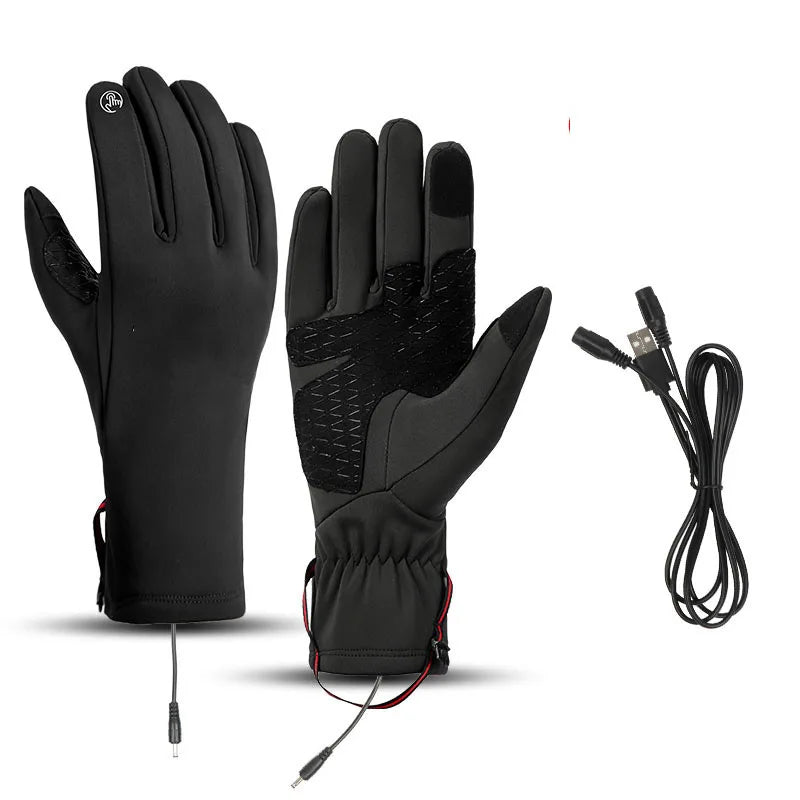 Winter Heated Gloves For Women Waterproof USB Heating Electric Gloves Anti Slip Screen Touchable Outdoor Skiing Cycling Sports