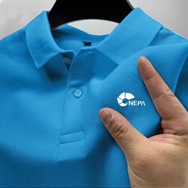 2026 Men's Reflective Polo Shirt, Color Button, Breathable, Casual, Fashionable, Business, Comfort, Summer, Shoes