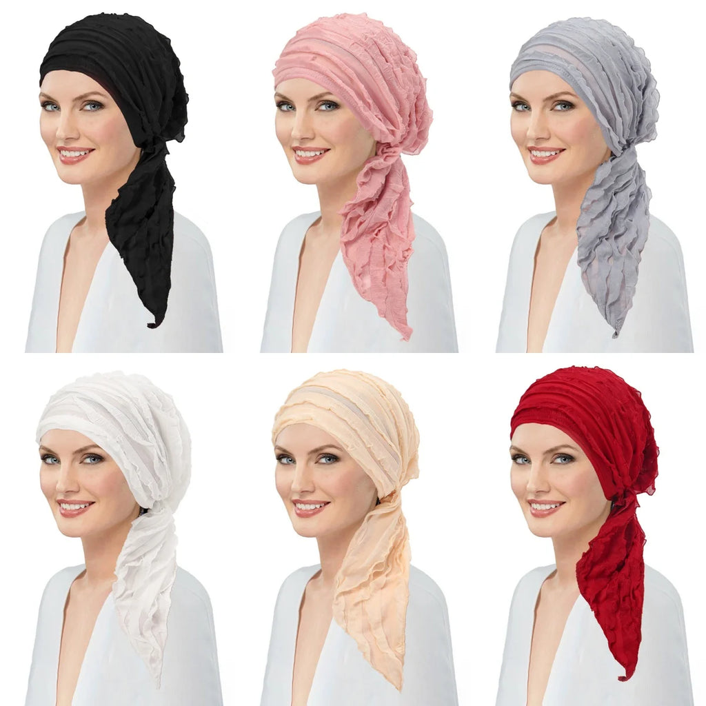 2026 New Women Muslim Inner Hijab Hat Ruffle Caps Headscarf Turban Head Wrap Bonnet Chemo Cap Headwear Turbante Mujer