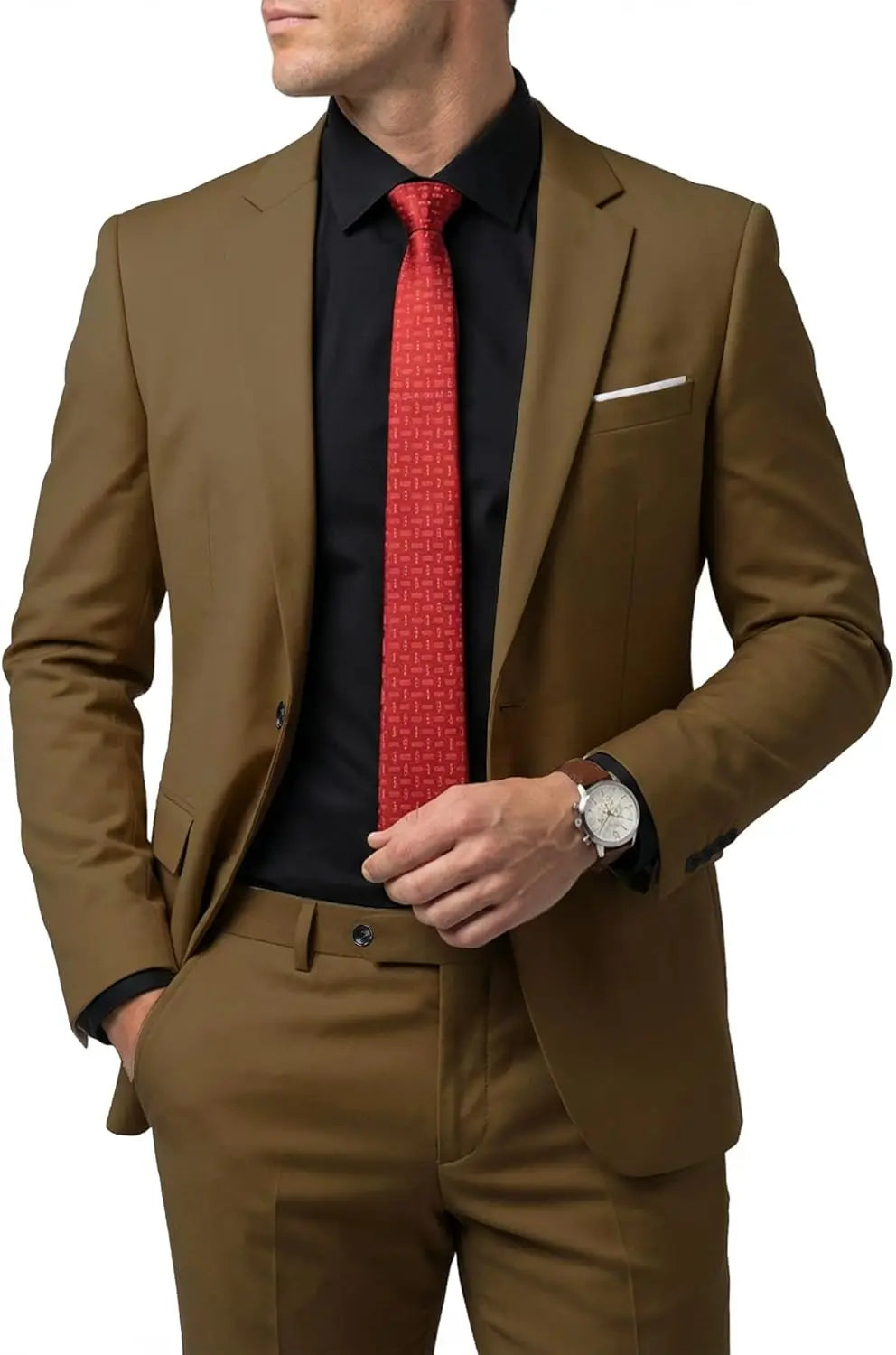 Men's 2 Piece Suit  One Button Slim Fit Solid Jacket  Pants Set Suits for Men Party Wedding Prom  Business