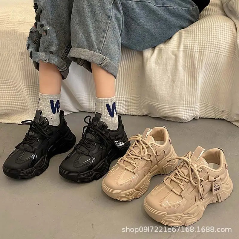 2026 Platform Sneakers for Women Spring Autumn New Chunky Platform Women Sports Shoes Fashion Thick Bottom PU Leather Sneakers