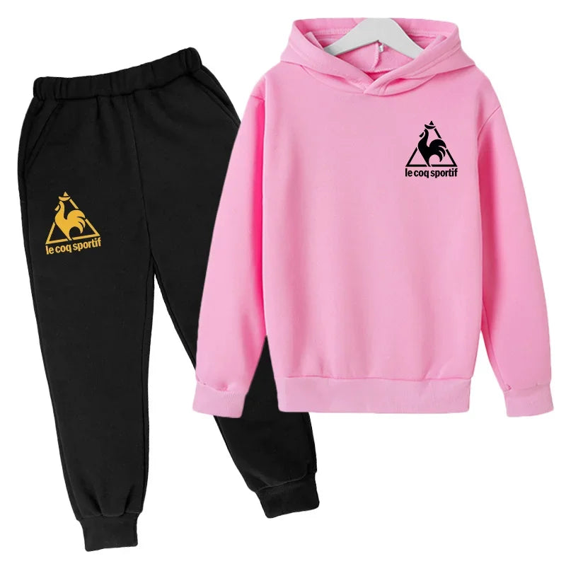 Kids Spring Autumn Casual Fashion Pullover Hoodie+Pants 2pcs Tracksuits 2-13 Years Boys Girls Streetwear Children Clothes Sets