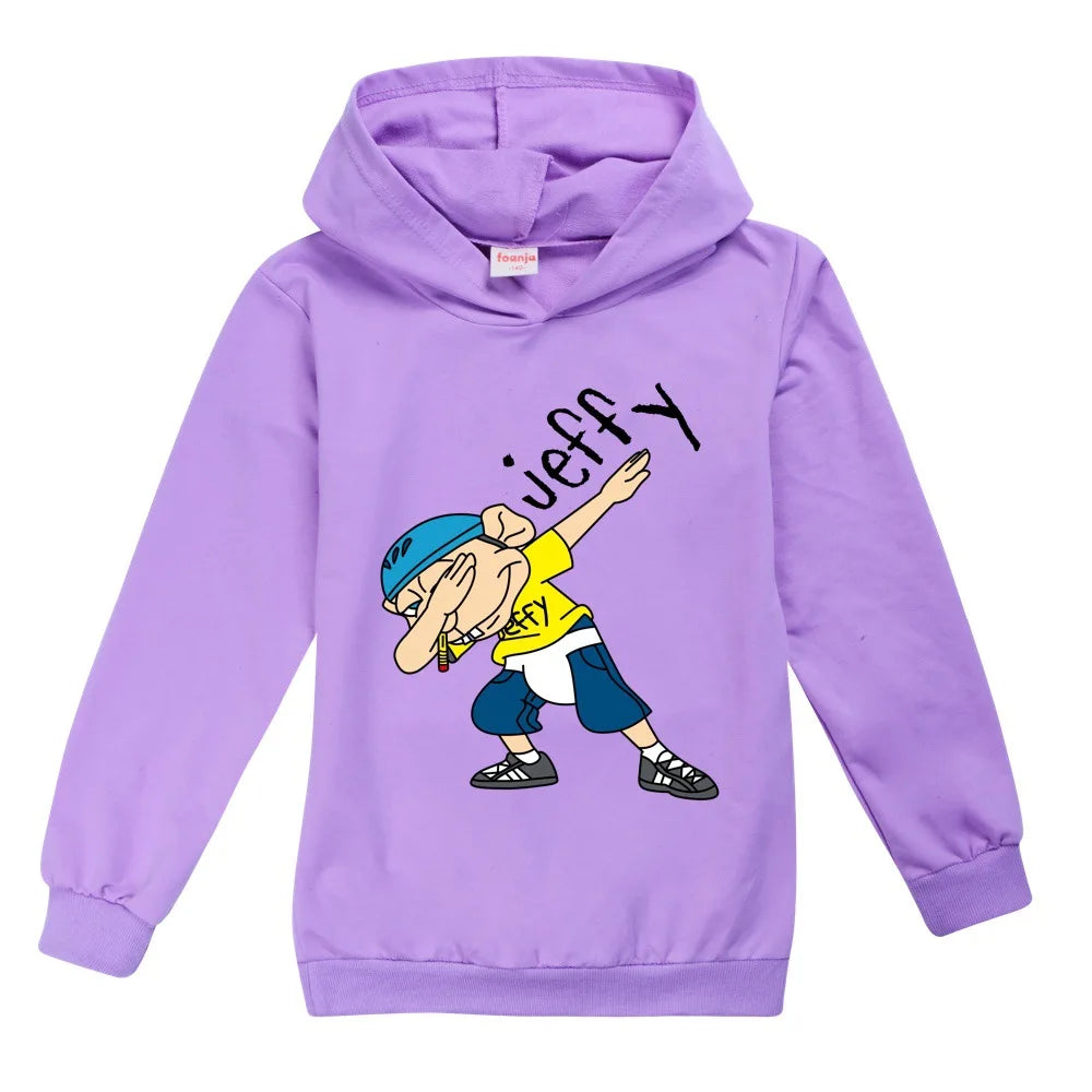 2026 Autumn Anime Jeffy Puppet Hoodies Teenager Boys Hoodie Kids Sweatshirts Girls Leisure Outwear Children Pullovers Streetwear