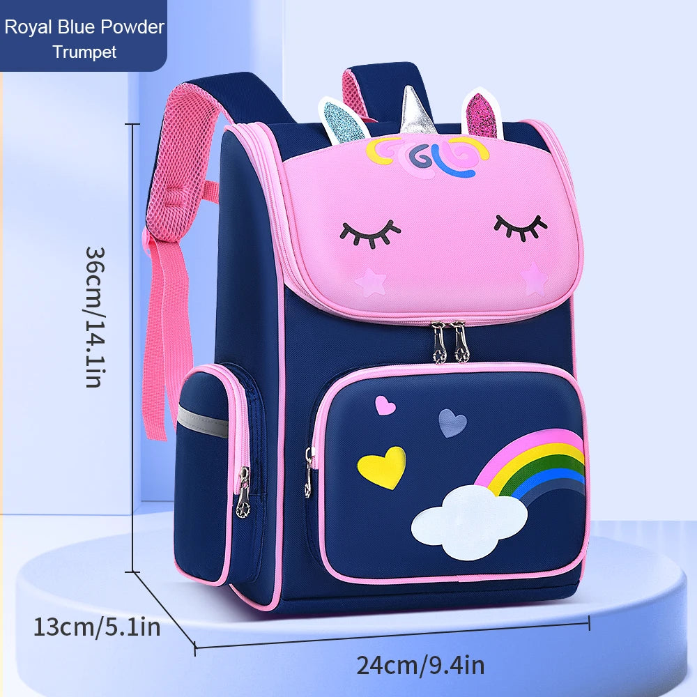 New CHILDREN'S Elementary School Students Schoolbag 6-12 Years Old Boys and Girls Shoulders Backpack 1-6 Grades Unicorn Cute Wat