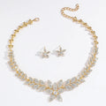 Women's Euro USA Fashion Brides Jewelry Set, Full-Diamond Necklace & Earrings, Elegant Jewelry for Wedding Ceremonies & Party