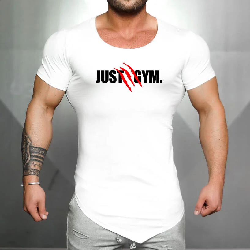 Mens Running Sport  Short Sleeve T-Shirts Summer Cotton Breathable Slim Fit Sportswear Gym Bodybuilding Fitness Muscle Shirts