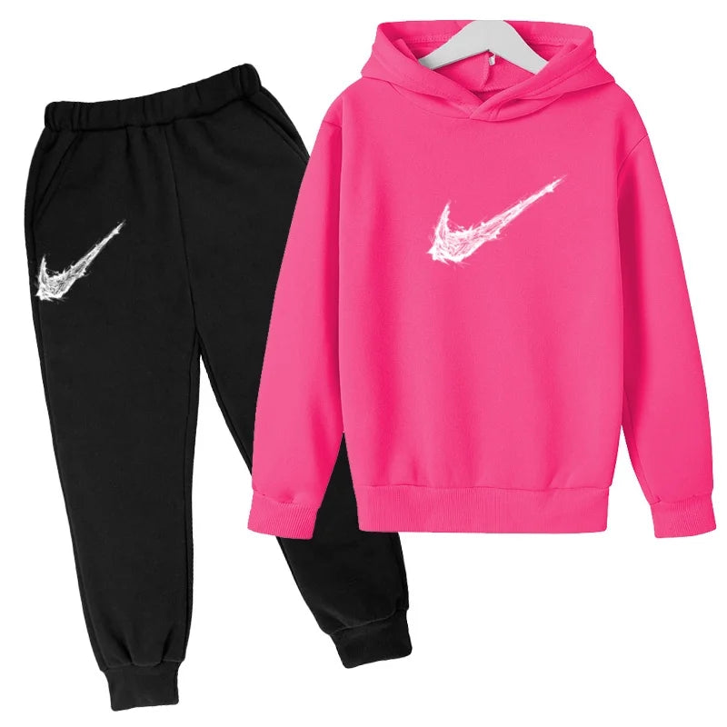 Kids Autumn Winter Hoodie Boy Girl 3-13Yrs Letter Print Clothing Casual Top+Trousers 2P Child Gift Brand Sports Coat Jogging Set