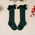 Kids Christmas Girls Socks Autumn Winter Toddlers Red Bowknot Baby Knee High Long Sock Soft Cotton Children Socken For 0-5 Years