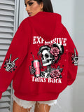 Expensive Talks Back Funny Printing Womens Plus Size Hoodie Multicolor Pullovers Fleece Autumn Sportswear Casual Pocket Hoody