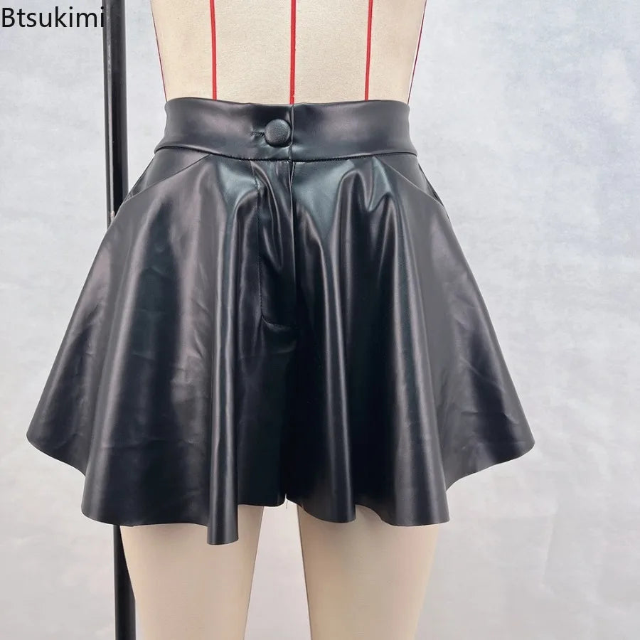 New 2026 Women's Clothing Sexy High-waisted PU Leather Shorts Skirt Spring Summer Fashion Ladies Slim Mini Skirts Nightclub Wear