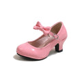 Fashion Girls High Heels Glossy Bowtie Kids Leather Shoe Spring Autumn Children Causal Princess Dress Shoes for Evening Party