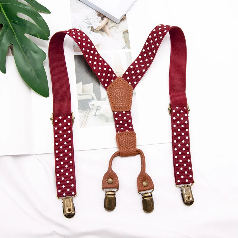 Kids Suspenders leather Clip-on Straps Adjustable Elastic Y-Back Brace Children Boy Girl Braces Baby Wedding Tie Accessories