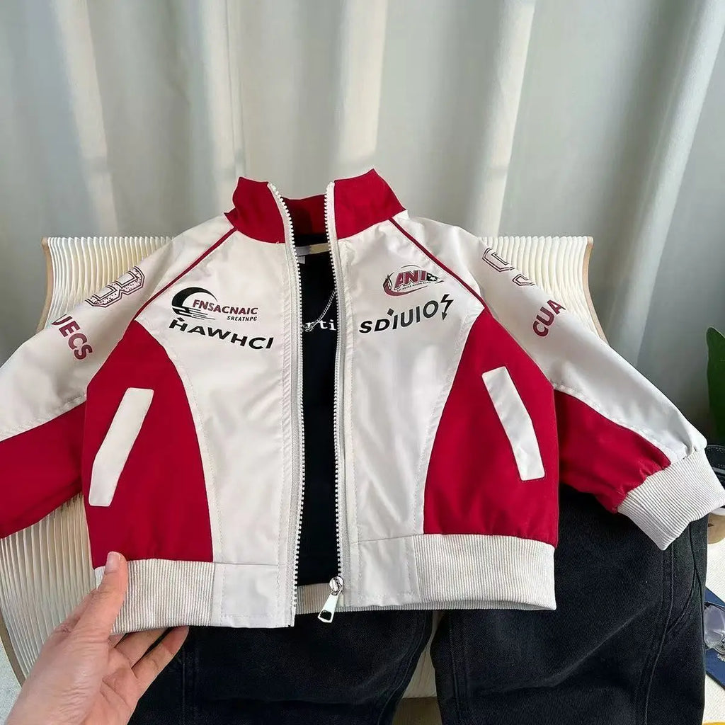 Korean Version Boys Jacket Children's Spring and Autumn Motorcycle Suit New Boys' Sports Jacket Children Clothing Baby Outerwear
