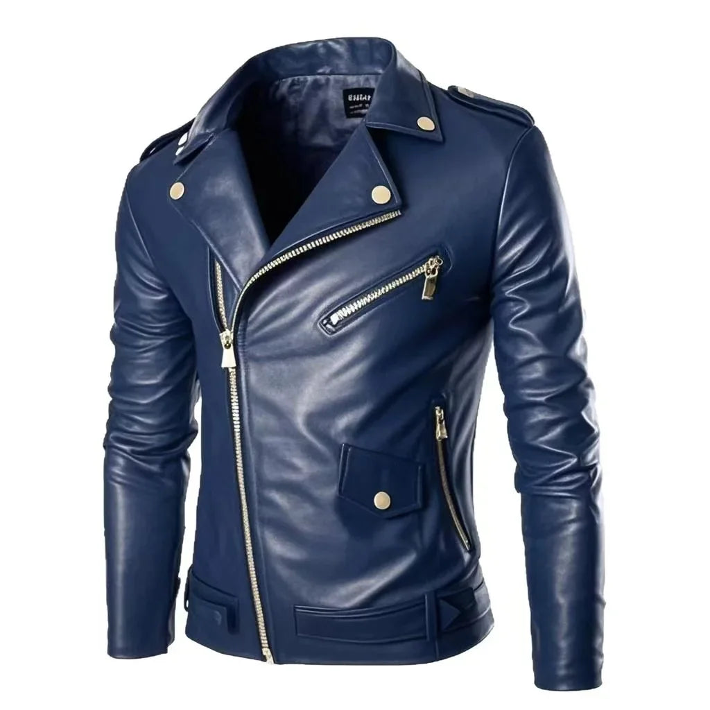 Men's Leather Jacket Motorcycle Biker Jacket for Men Fashion Casual Vintage Coat Plus Size Colorful Jackets Man Jacket Leather