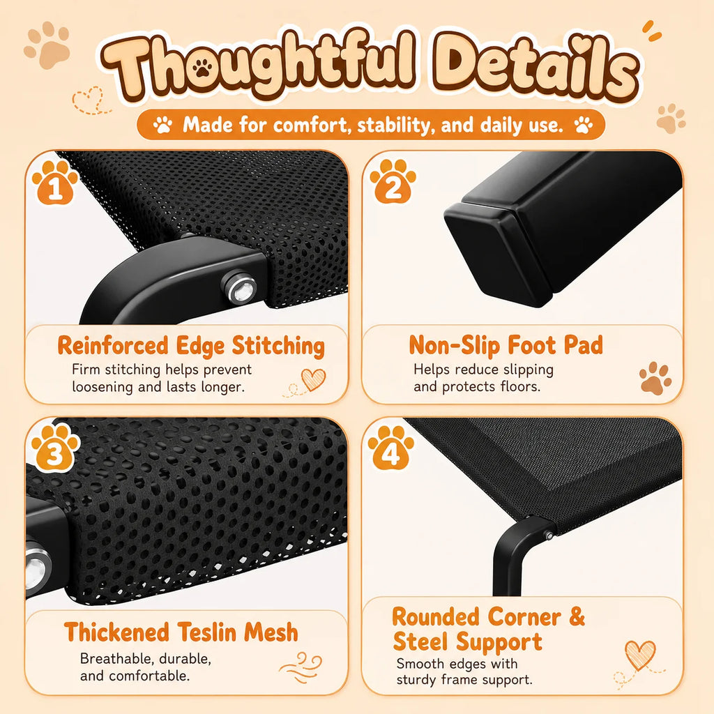Elevated Pet Bed for Dogs, Washable Dog Bed for Small, Medium, Large & XL Puppies, Breathable Mesh Dog Bed
