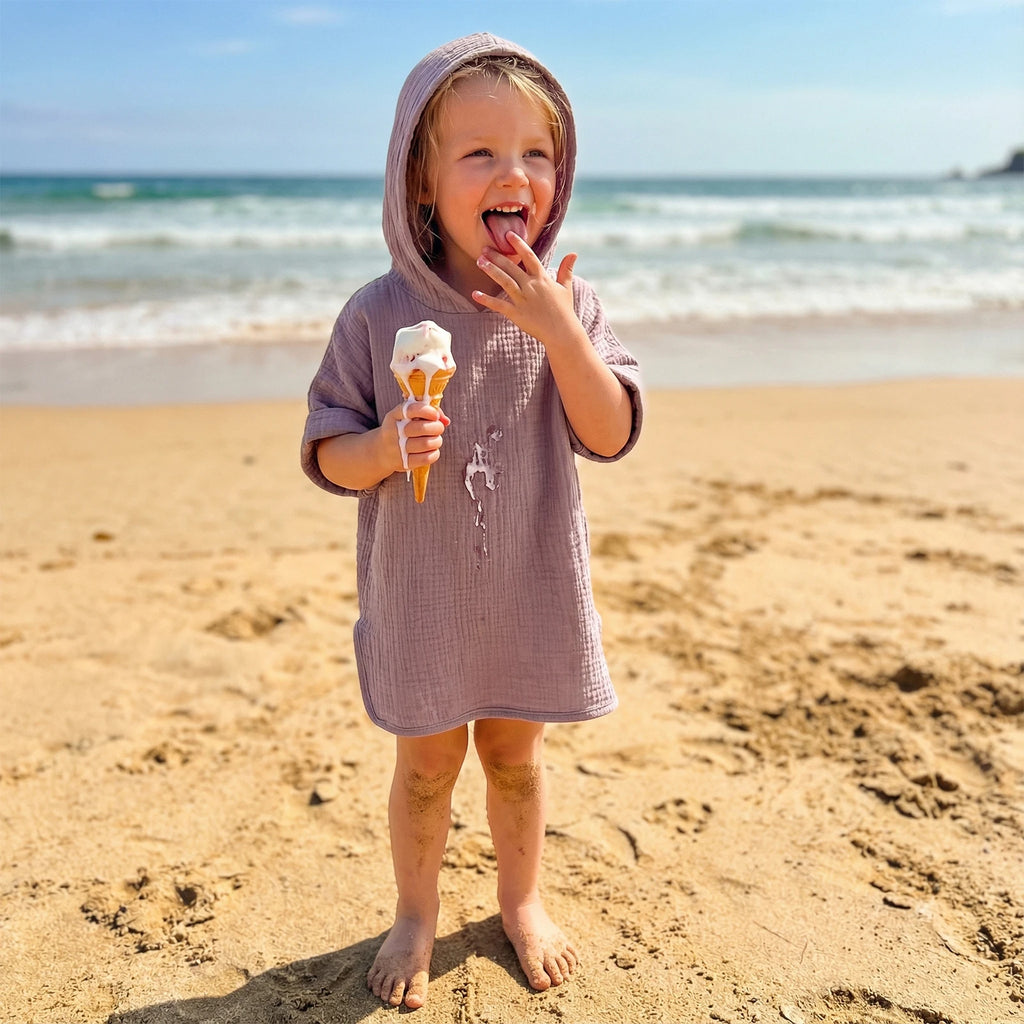 Kids Girls Boys Swim Cover-up, Toddler Hooded Bath Towel Solid Color Beach Clothes