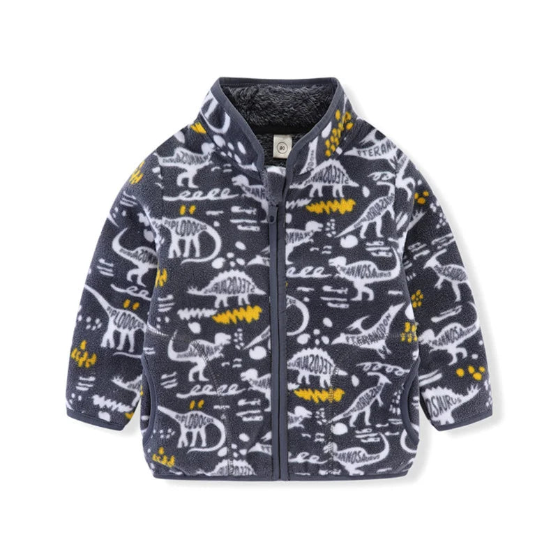 Boys Girls Autumn Winter Hooded Jacket Toddler Long Sleeve Zipper Outwear with Print Costume Baby Clothing New Arrivals