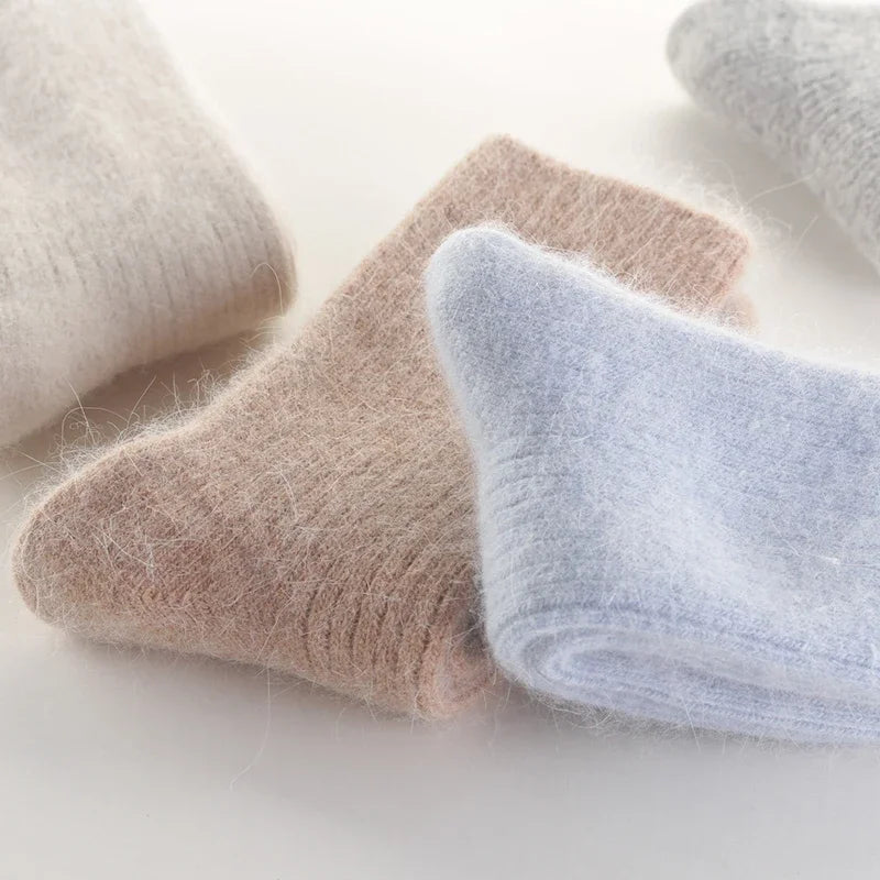 Wool Socks women's female Winter Warm Women Socks Super Thicker Solid Sheep Wool Against Cold Snow Thermal Socks Soft  1 Pairs