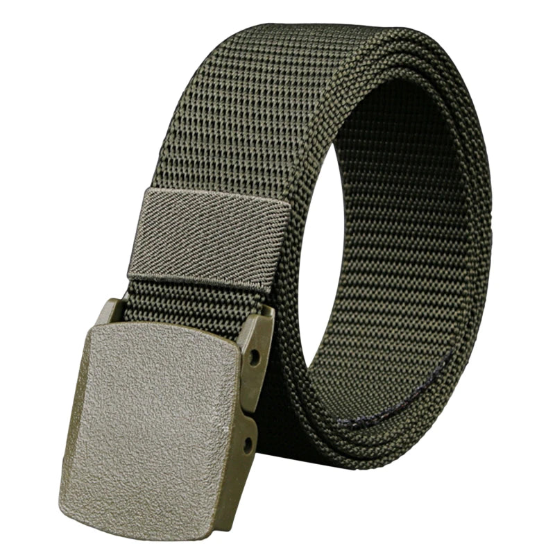 Men Belt Jeans Belts Adjustable Belt Men Outdoor Travel Waist Belt with Plastic Buckle for Pants Soft Nylon Sports Accessories