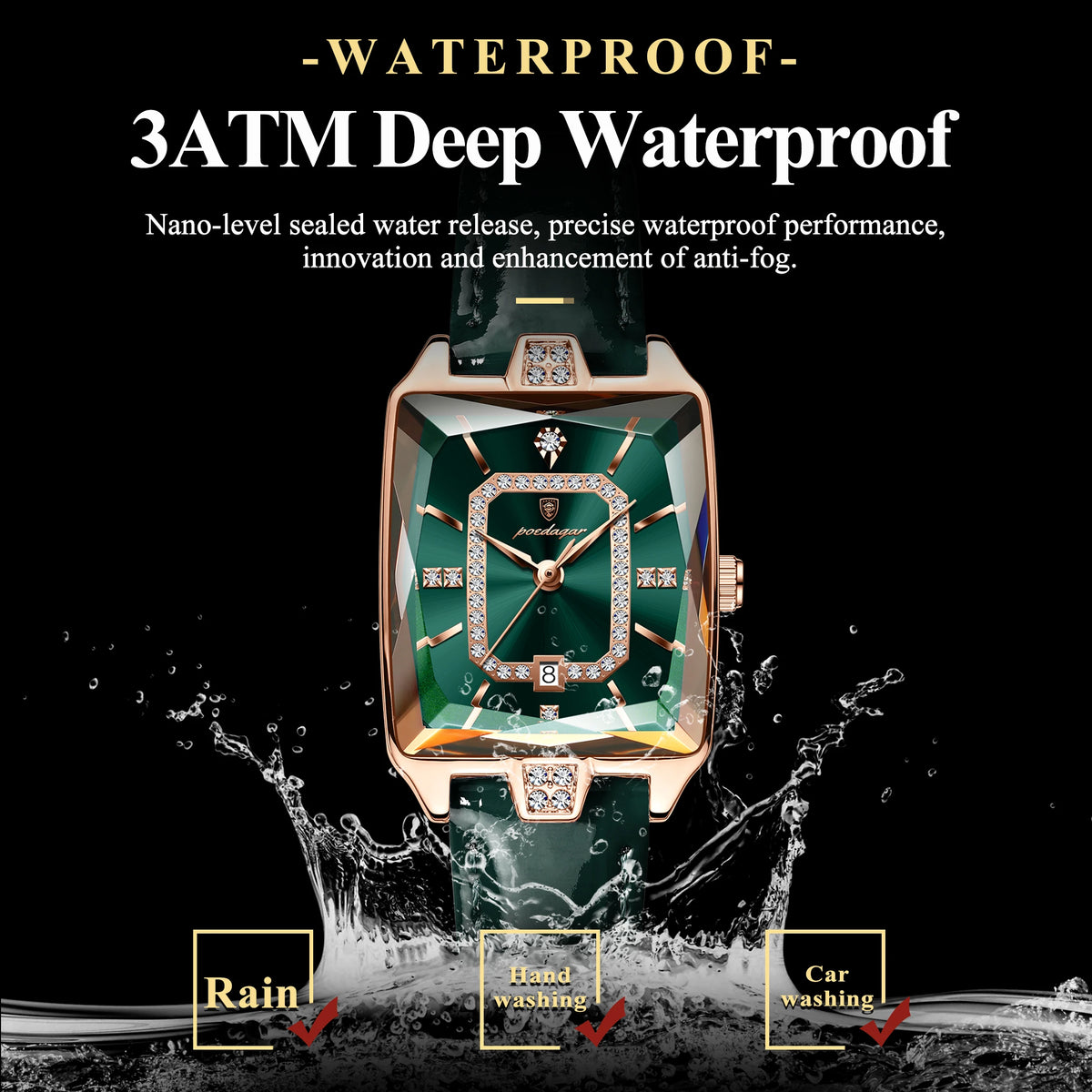 POEDAGAR Top High Quality Women Wristwatch Waterproof Date Leather Watch For Woman Quartz Luxury Rectangle Women's Watches Reloj