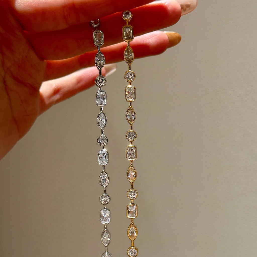 New in Irregular Exquisite Sparkling Diamonds Bracelets for Women Light Luxury Water drop Square Bracelet Party Jewelry Gift