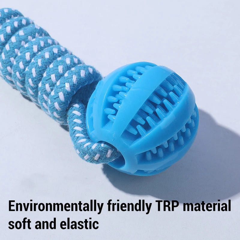 Dog Teething Toys Chew Resistant Cotton Rope Ball Rubber Leaking Toy Interactive Pet Play Toy Tooth Cleaning for Puppy Dogs