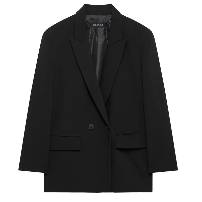 HXAO Women's Blazers Office Wear Long Blazer Spring 2025 Long Sleeve Solid Blazer Women Oversize Jacket High Quality Blazer